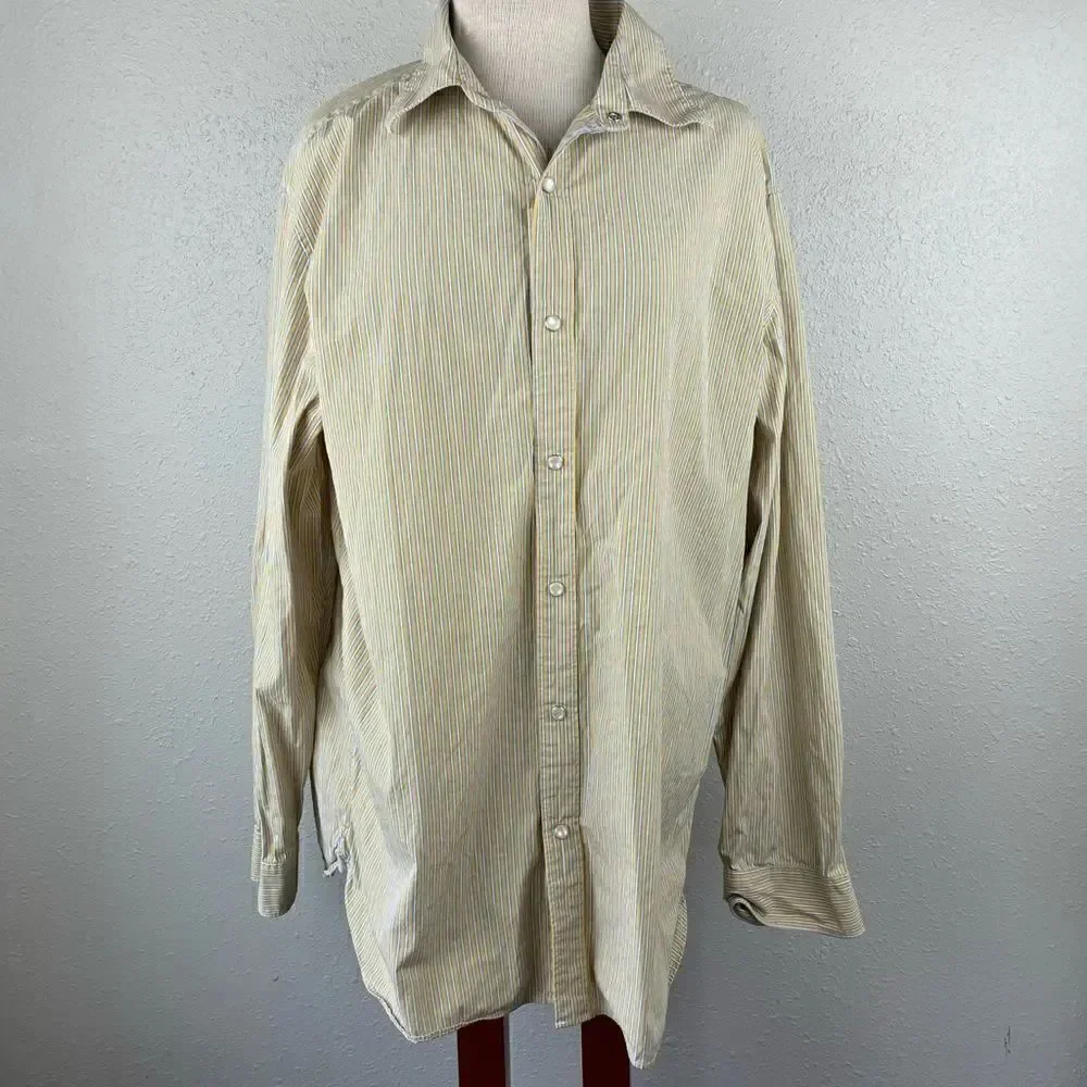 Banana Republic Striped Slim Fit Snap Down Shirt Size XL